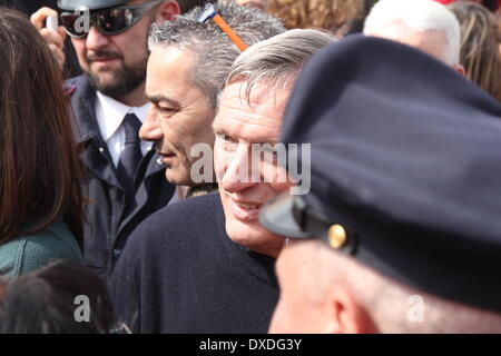 Latina, Italie. 22 mars 2014. Don Luigi Ciotti au Libera Jour de la mémoire et de l'engagement pour commémorer toutes les victimes de la Mafia, Latina, Italie. Credit : Gari Wyn Williams / Alamy Live News Banque D'Images