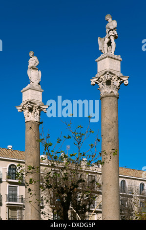 Colonnes romaines, Alameda de Hercules, promenade, Séville, Andalousie, Espagne, Europe Banque D'Images