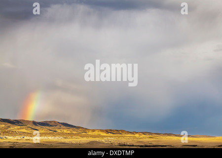 Des nuages de tempête et arc-en-ciel sur prairie dans le nord du Colorado - Zone naturelle des prairies en stéatite Banque D'Images