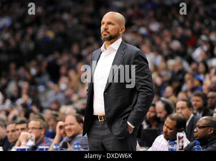 Dallas, Texas, USA. 23 mars 2014. Mar 23, 2014 Filets de Brooklyn : entraîneur-chef Jason Kidd lors d'un match de NBA entre les Brooklyn nets et les Dallas Mavericks à l'American Airlines Center de Dallas, TX Dallas battu Brooklyn Crédit : 107-104 Cal Sport Media/Alamy Live News Banque D'Images