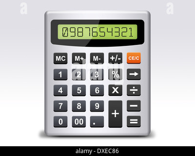 Calculatrice sur fond blanc. Banque D'Images