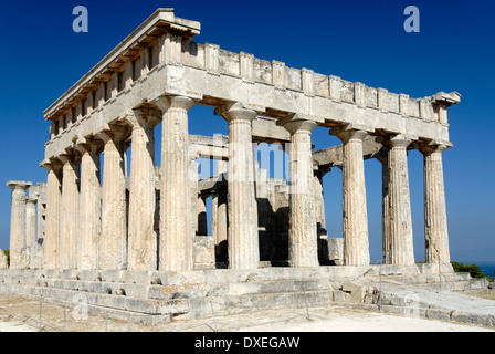 Vue côté est (avant) de long côté sud ou d'Aphaia Temple Afea Aegina Grèce datant de 490 avant J.-C. Temple Banque D'Images