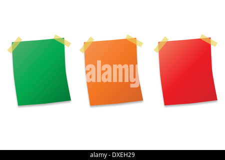 Trois post it on white background vector illustration Banque D'Images