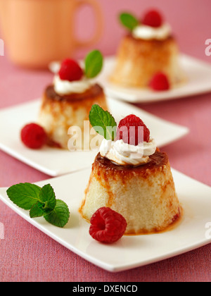 Framboises flan. Recette disponible. Banque D'Images