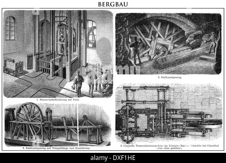 Illustration historique, les opérations minières dans le 19e siècle Banque D'Images