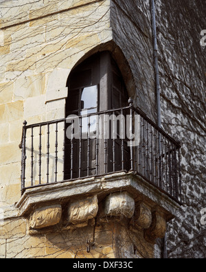 L'Espagne. Salvatierra. Chambre Azcarraga. 16ème-17ème siècles. Balcon. Pays Basque. Banque D'Images