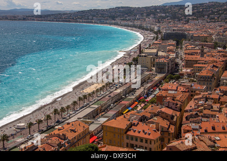 La ville de Nice sur la Côte d'Azur dans le sud de la France. Banque D'Images