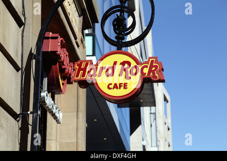 Hard Rock Cafe signer dans le centre-ville de Glasgow, Écosse, Royaume-Uni Banque D'Images