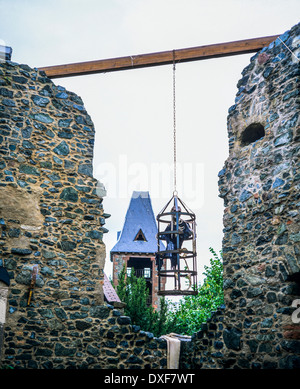 Burg Château de Frankenstein au xiiie siècle avec décoration Halloween Mühltal Hesse Allemagne Banque D'Images