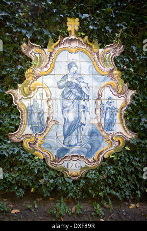 Delft Plaque dans le Jardim Botanico à Monte près de Funchal sur l'île de Madère Banque D'Images