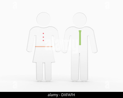 3D Illustration du verre ou deux symboles sur fond blanc Banque D'Images