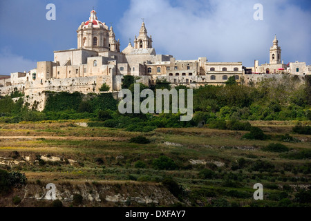 Cathédrale St Paul dans la cité médiévale de Mdina Ville perché sur l'île méditerranéenne de Malte Banque D'Images