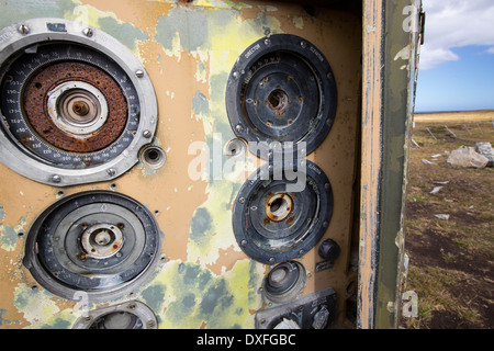 Une batterie d'artillerie à partir de la gauche sur le conflit des Malouines en banlieue de Port Stanley, îles Falkland. Banque D'Images