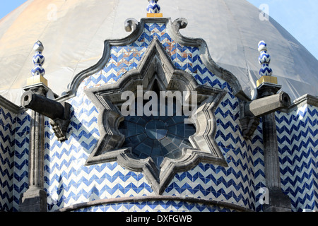 Carrelage bleu et blanc sur le dôme du Templo del Pocito, Basilique de Guadalupe, Mexico, Mexique Banque D'Images