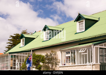 Logement en terrasse à Port Stanley dans les îles Falkland. Banque D'Images