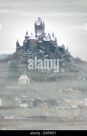 Chochem Chochem Château en hiver, la vallée de la rivière Mosel, Allemagne, Banque D'Images