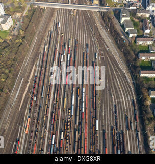 Vue aérienne, de gare de triage, de wagons, Hagen, Ruhr, Rhénanie du Nord-Westphalie, Allemagne Banque D'Images