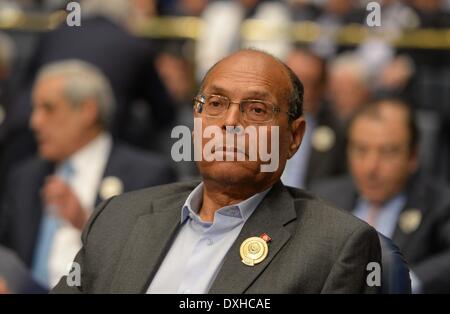 La ville de Koweït. Mar 26, 2014. Le Président de la Tunisie Moncef Marzouki assiste à la 25e session de clôture du Sommet de la Ligue arabe dans la ville de Koweït, Koweït, mars26, 2014. Credit : Noufal Ibrahim/Xinhua/Alamy Live News Banque D'Images