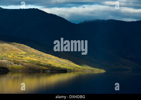 Un fin rayon de soleil sur lac Tutshi, British Columbia, Canada Banque D'Images