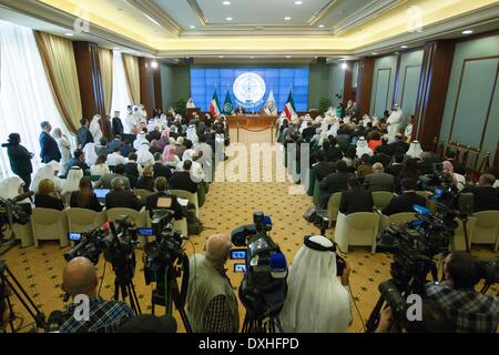 La ville de Koweït, Koweït. Mar 26, 2014. Une conférence de presse est vu tenue après la cérémonie de clôture du 25e Sommet de la Ligue arabe dans la ville de Koweït, Koweït, le 26 mars 2014. Credit : Cui Xinyu/Xinhua/Alamy Live News Banque D'Images