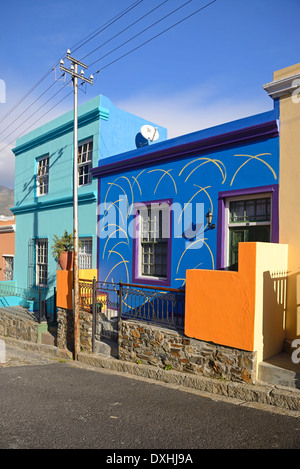Maisons colorées dans le Cape-Muslim-trimestre ou Bo Kaap trimestre, Bo-Kaap, Cape Town, Western Cape, Afrique du Sud, l'Afrique Banque D'Images