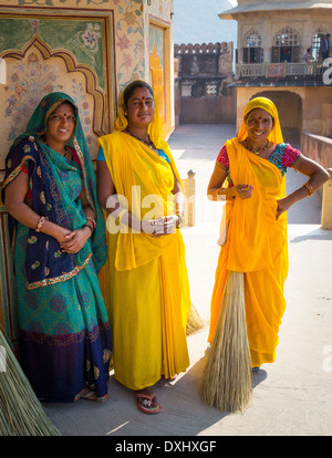 Les femmes indiennes à Fort Amer, Rajasthan, Inde Banque D'Images