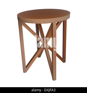 Illustration de la table en bois sur fond blanc Banque D'Images