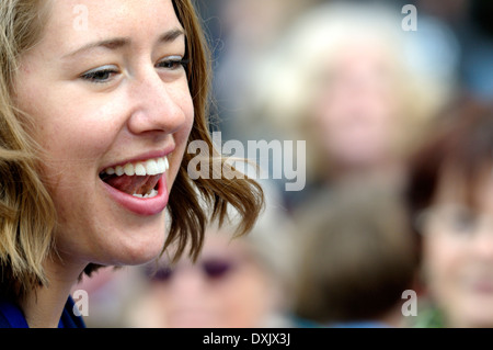 Lizzy Yarnold Revue de la Victoire à Sevenoaks, Kent, 21/03/2014, après avoir remporté l'or dans le squelette à l'Jeux olympiques d'hiver de Sotchi Banque D'Images