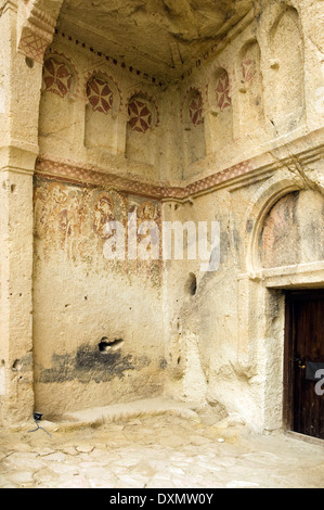 L'Asie, la Turquie, la Cappadoce, Uchisar, Goreme Open Air Museum, l'Église sombre (Karanlik Kilise, , 12ème siècle) Banque D'Images