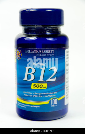 Bouteille de comprimés de vitamine B12. Banque D'Images