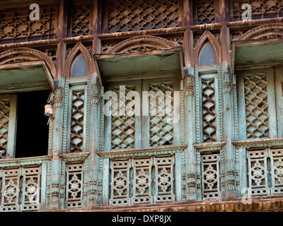 L'Inde, Punjab, Amritsar, Qila Ahluwalia, ancienne maison de Sardar Alhuwalia, boiseries décoratives Banque D'Images