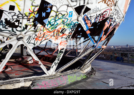 Berlin, Allemagne, ruines d'Abhoerstation l'Armée américaine sur le Teufelsberg Banque D'Images