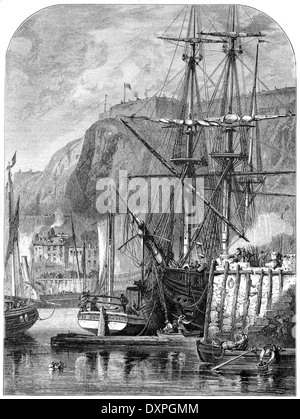 Une gravure intitulée « fort Regent, St Helier's, Jersey » numérisée à haute résolution à partir d'un livre publié vers 1878. Je pensais libre de droits d'auteur. Banque D'Images