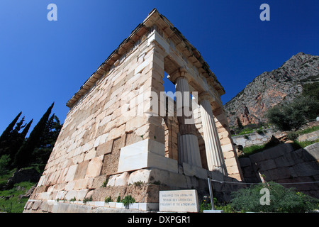 Fokida Grèce Mont Parnasse Delphes le trésor des Athéniens Banque D'Images