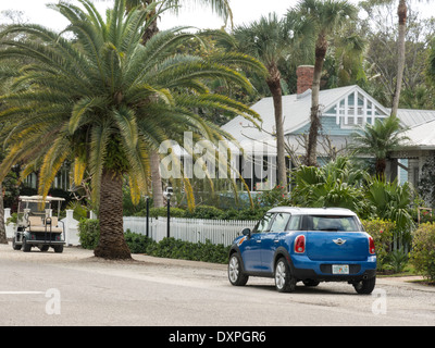 Scène De Rue Tranquille, Boca Grande, Gasparilla Island, Fl, États-Unis Banque D'Images