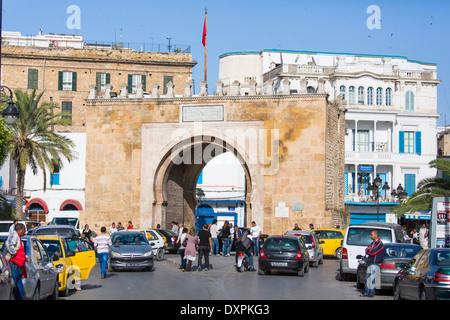 Porte de France ou la mer porte à la Médina de Tunis, Tunisie Banque D'Images