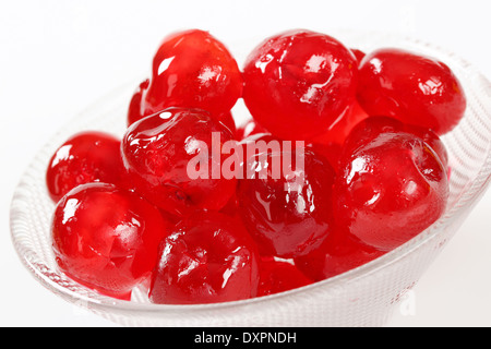 Cerises au marasquin dénoyautées dans un sirop confits Banque D'Images