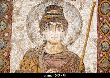 Dame de Carthage dans la mosaïque romaine du Musée National de Carthage, Tunis, Tunisie Banque D'Images