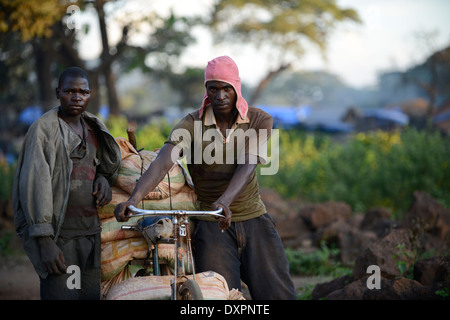 Geita en Tanzanie, l'extraction artisanale de l'or dans Mgusu, où environ 4000 personnes mine, écraser et laver dans des conditions dangereuses Banque D'Images