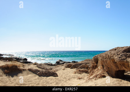 La plage de Falassarna a remporté des prix pour être la plus belle plage de Crète et est toujours l'une des dix meilleures plages d'Europe. Banque D'Images