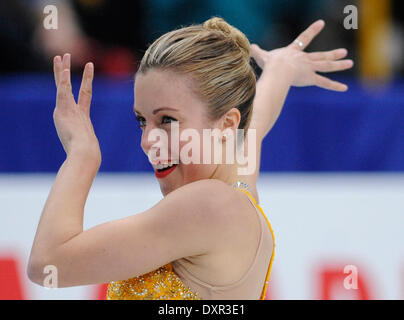 Saitama, Japon. Mar 29, 2014. Ashley Wagner, de l'United States effectue au women's programme libre au cours de l'Union internationale de patinage (ISU) des Championnats du monde de patinage artistique à Tokyo, Japon, le 29 mars 2014. Credit : Stringer/Xinhua/Alamy Live News Banque D'Images