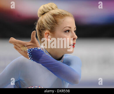 Saitama, Japon. Mar 29, 2014. Gracie Gold du United States effectue au women's programme libre au cours de l'Union internationale de patinage (ISU) des Championnats du monde de patinage artistique à Tokyo, Japon, le 29 mars 2014. Credit : Stringer/Xinhua/Alamy Live News Banque D'Images