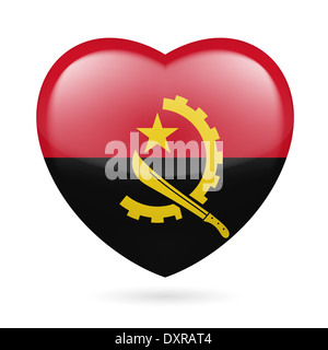 Coeur avec dessin du drapeau angolais. J'aime l'Angola Banque D'Images