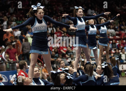 Albuquerque, Nouveau Mexique, USA. Mar 29, 2014. 032814.Goddard cheerleaders concurrence dans l'esprit de l'état 4UNE ANLAM Championships à la fosse, à Albuquerque, N.M., samedi 29 mars, 2014. © Marla Brose/Albuquerque Journal/ZUMAPRESS.com/Alamy Live News Banque D'Images