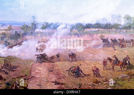 Bataille de Gettysburg - renforts se précipiter vers l'avant pour se défendre contre la charge de Pickett - Juillet 3, 1863 Banque D'Images