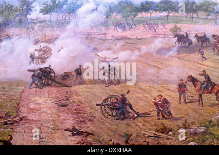 Bataille de Gettysburg - renforts se précipiter vers l'avant pour se défendre contre la charge de Pickett - Juillet 3, 1863 Banque D'Images