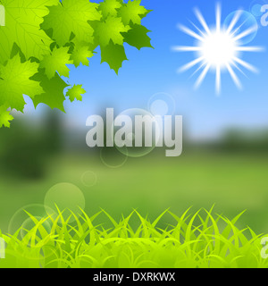 Le printemps et l'été animé fond brillant. Mesh gradient vector Banque D'Images