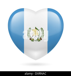 Coeur avec les couleurs du drapeau du Guatemala. J'aime le Guatemala Banque D'Images