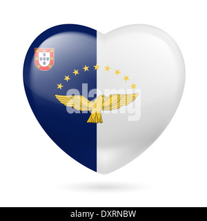 J'aime Açores. Coeur avec dessin du drapeau Banque D'Images