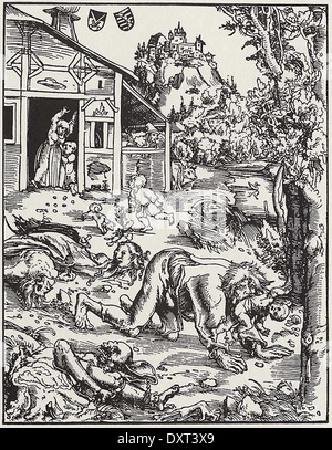 Attaque de loup-garou, par Lucas Cranach le Vieux, 1512 Banque D'Images